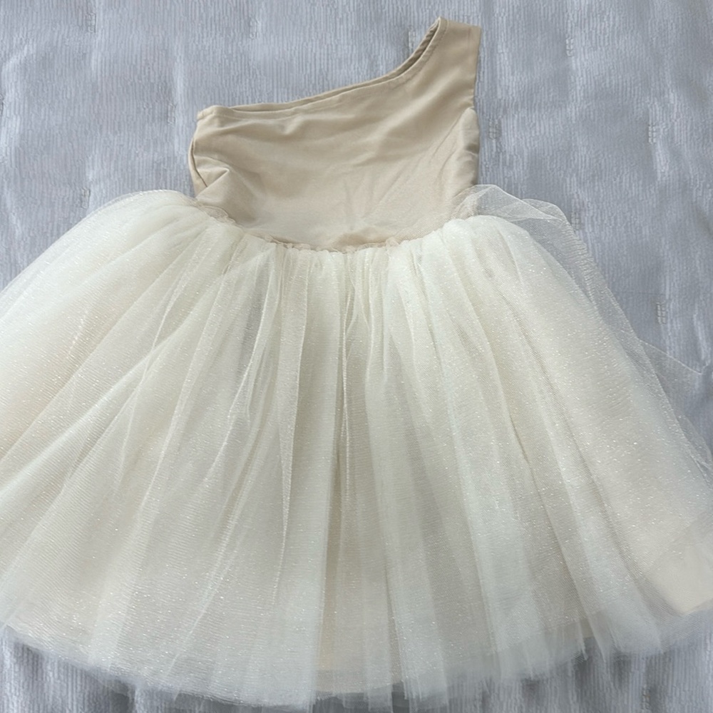 Belle threads shimmering golden one shoulder tutu. Size 3T. Like new
